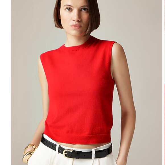 NWT J. Crew Featherweight Cashmere-blend Cropped Sweater Shell (Small) - Picture 1 of 6